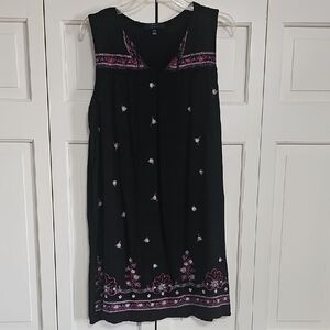 Black and Pink Embroidered Dress